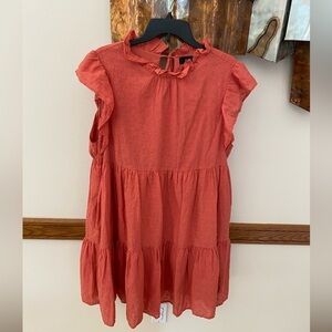 EN SAISON Womens Orange Lined Tie Pullover Flutter Sleeve Dress XL